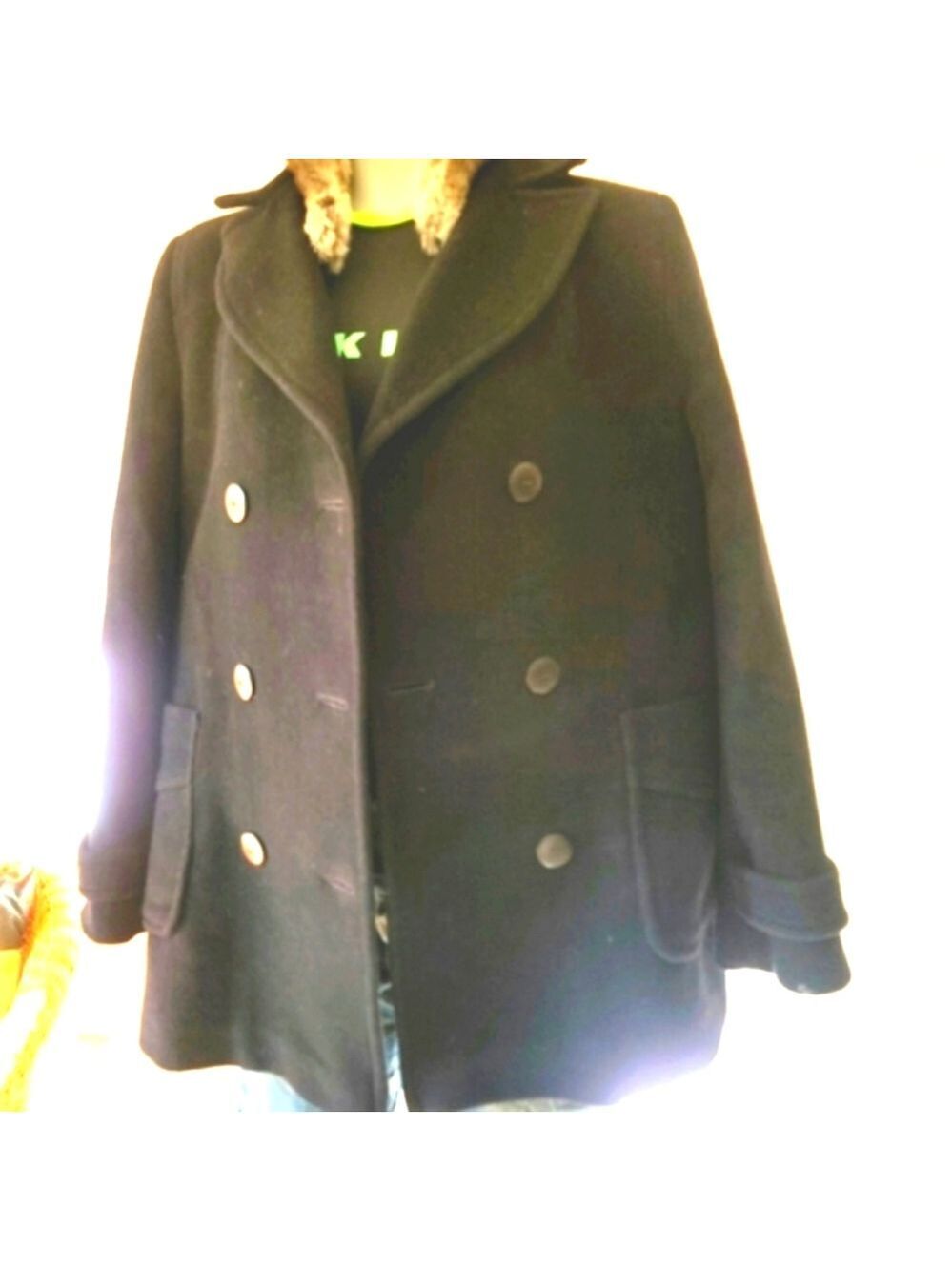 Hilary Radley Women's Wool Angora Blend Pea Coat Size 8